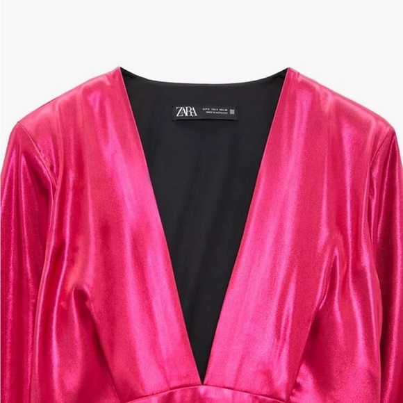 ZARA LAMINATED MINI DRESS FUCHSIA.REF: 9665/757. NWT - Picture 5 of 6